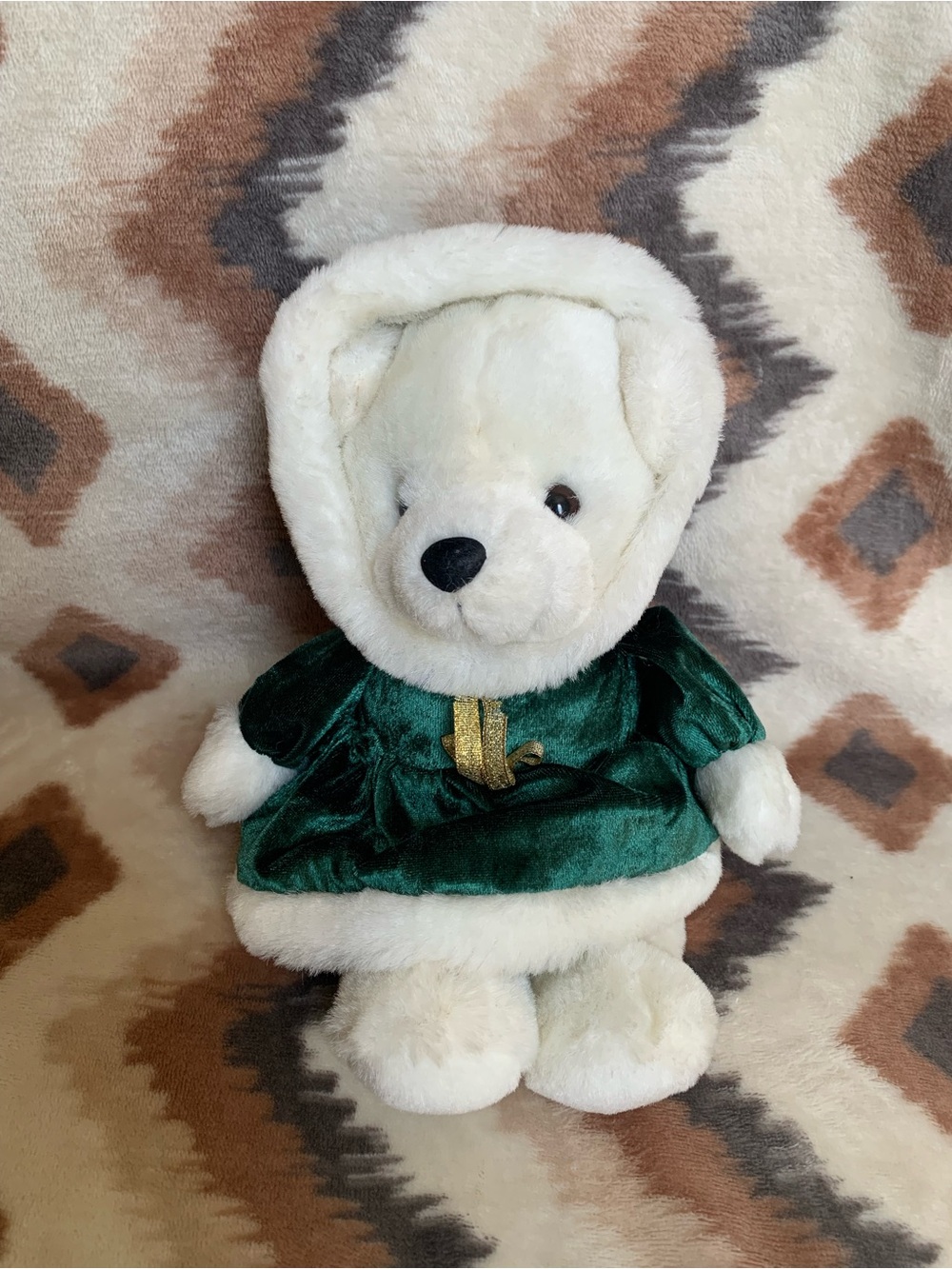 Vintage Polar Bear Chrisha Creations Christmas Plush Stuffed Animal 1988